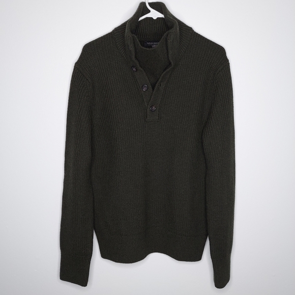 Banana Republic Sweater Merino Wool Mock High Neck Button Ribbed Knit Medium - Picture 1 of 5